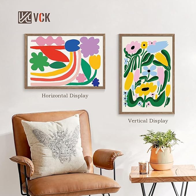VCK 27x40 Picture Frame Set of 4 - Walnut, Gallery-Quality Wood Poster Frames, 1.1-Inch Wide Border, Polished Plexiglass, Vertical or Horizontal Wall Display for Photo/Art/Prints, Walnut