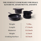 Alva Neat 5-Piece Nesting Cookware Set – Stackable Nonstick Pots & Pans with Universal Lids, Space-Saving Design for Apartments, RVs & Compact Storage - Save 50% Cabinet Space