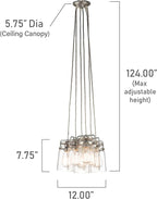 KICHLER Brinley 7.75" 6 Light Pendant with Clear Glass Brushed Nickel