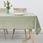 maxmill Lux Faux Linen Table Cloth with Slubby Texture Wrinkle Resistant Anti-Shrink Tablecloth for Kitchen Dining Tabletop for Banquet Parties Event Dinner Rectangle 52 x 70 Inch Sage Green
