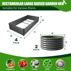 A ANLEOLIFE 6-Pack 4X4X1.5ft & 6X3X1.5ft Deep Root Galvanized Raised Garden Beds Outdoor for Planting Vegetables Flowers Herb, Quartz Grey