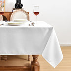 Fitable Faux Linen White Tablecloths for 8 Foot Rectangle Tables - 60 x 120 Inch - 6 Pack Fabric Textured Folding Table Clothes Faux Burlap Table Covers for Wedding, Party, Banquet, Birthday
