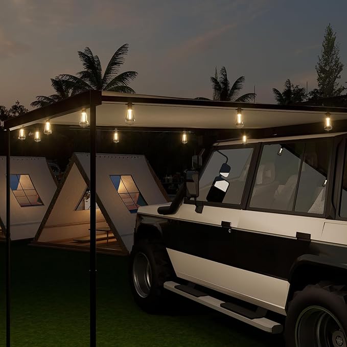 Outdoor String Lights 100 ft, LED Patio Lights with 52（50+2 Spare ST38 Shatterproof Bulbs, IP 65 Waterproof, Outside Hanging Light for Cafe Bistro Backyard