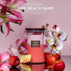 HomeLights 3-Layer Candles for Home Scented, 21.52 OZ Natural Soy Wax Scented Candles Burns Up to 100 Hours, Large Jar, Pink Beach Sand