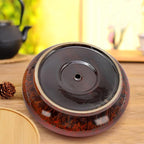 7.4 inch Ceramic Bonsai Pots with Trays Shallow Planters, Succulent Planters with Drainage Hole, Round Large Shallow Pots, Bonsai Pots Garden Decorative Cactus Stand Flower Container (Red)