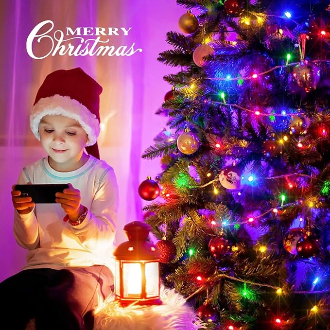 JMEXSUSS 163ft 500 LED Christmas Lights Outdoor, Waterproof Clear Wire String Light, 8 Modes Christmas Tree Lights Plug in for Patio Wedding Party Yard Xmas Tree Decor(Multicolor)