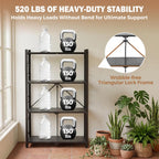 EAGLE PEAK 4-Tier Foldable Greenhouse Shelf, Heavy Duty Metal Storage Rack, No Assembly Steel Shelving Unit, Plant Stand for Greenhouse and Multi-Use Storage, 28”x14.6”x44.7”, 520 lbs, 1 Pack, Black