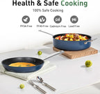 Kitchen Academy Induction Plasma Titanium Nonstick Wok Set 3 Piece, 10" Frying Pan and 11.8"/6QT Deep Frying Pan/Saute/Skillet With Lid, PFOA & PFAS-Free, Oven Safe