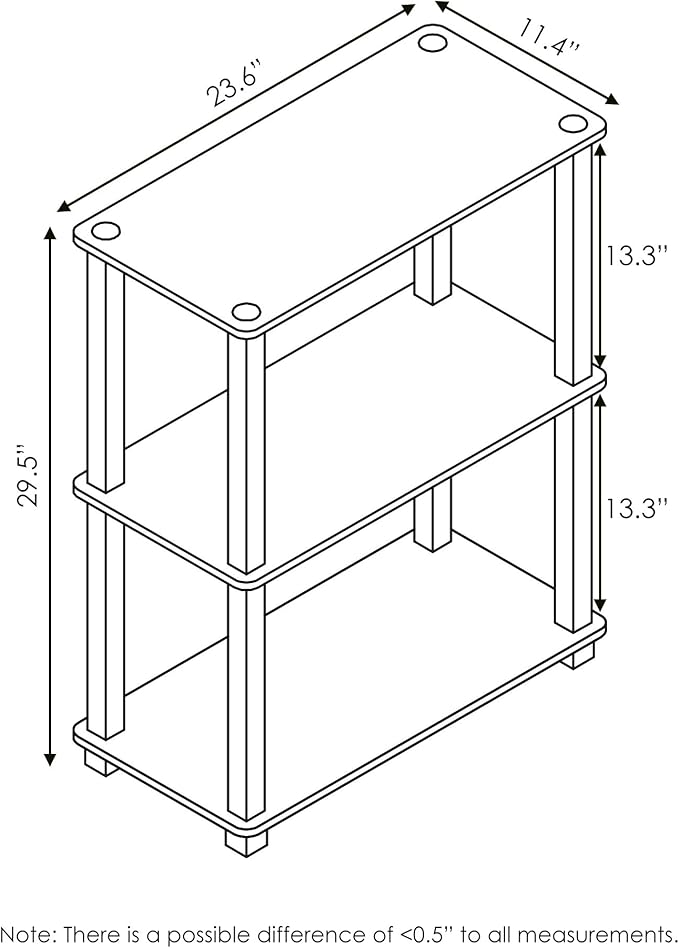 Furinno Turn-S-Tube 3-Tier Compact Multipurpose Shelf Display Rack with Square Tube, Dark Cherry/Black