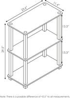 Furinno Turn-S-Tube 3-Tier Compact Multipurpose Shelf Display Rack with Square Tube, Dark Cherry/Black