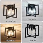 ZGLAOJT 3-Lights Ceiling Light Fixture,Industrial Black Semi Flush Mount Chandelier,Ceiling Lighting for Kitchen Living Room Bedroom Farmhouse Hallway Foyer