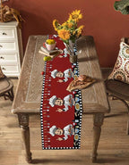 Red Chef Gourmet Cotton Linen Table Runner for Dining Kitchen, Wedding Outdoor Party Tablerunners Decoration, Black White Check Plaid Funny Kitchen Dresser Scarf Coffee Tablecloth Runners 13x60 Inches