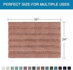 H.VERSAILTEX Bath Mats for Bathroom Non Slip Extra Thick Chenille Striped Bath Rug 24" x 36" Absorbent Non Skid Fluffy Soft Shaggy Rugs Washable Dry Fast Plush Mats for Indoor, Bath Room - Muted Clay