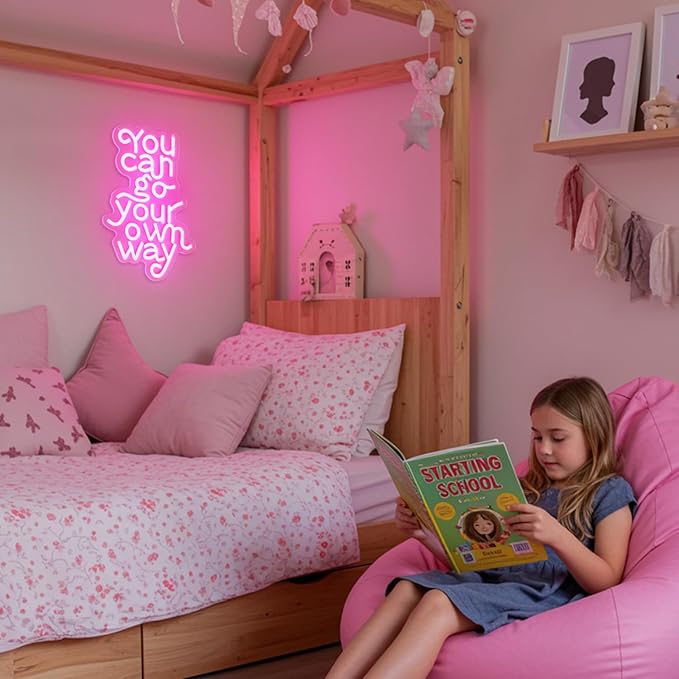 You Can Go Your Own Way Neon Sign,Neon Signs for Wall Decor,Motivational Pink LED Wall Light for Girls Bedroom,Teen Room,Dorm Decor,Neon Aesthetic Sign,Gift for Girls,USB Powerd Dimmer Switch