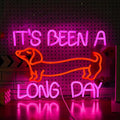 Dimmable Dog Neon Sign Pink It’s Been A Long Day Neon Light for Wall Decor Red Cute Dachshund LED Light Up Sign with USB for Bedroom Pet Shop Dog Theme Party Decor Gift for Dog Lovers (16.5*12.6In）