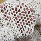 KEPSWET Cotton Handmade Crochet Lace Table Runner Beige Rectangle Coffee Table Dresser Decor (14x60 inch)