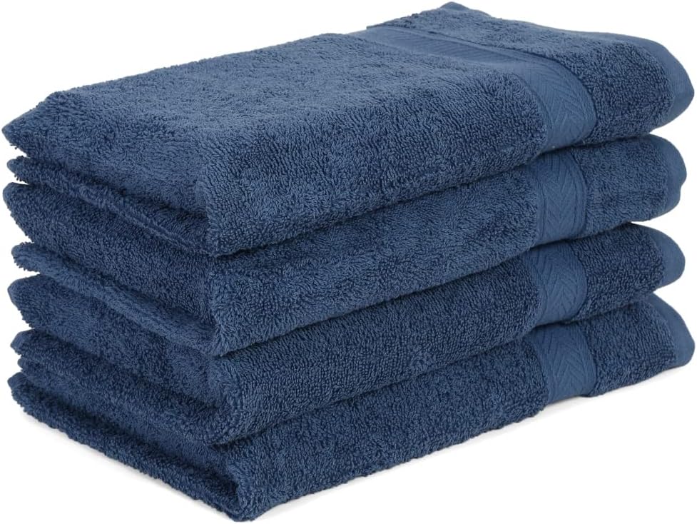 Casa Lino 4 Pack Hand Towels for Bathroom, 18"x28", 100% Cotton, Ultra Soft & Highly Absorbent, Premium Luxury Towels for Gym, Shower, Hotel, New Apartment Essentials, Navy