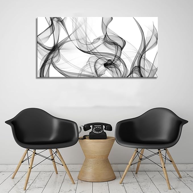 XXMWallArt FC3875 Abstract Wall Art Light Streak Black and White Abstract Line Canvas Wall Art for Living Room Bedroom Bathroom Office Wall Decor