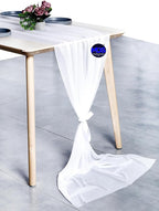 MDS Halloween Chiffon Table Runner - 20 Pack, 29 x 170 Inches, 14ft Each - Sheer Spooky Table Runners for Haunted House Parties, Trick-or-Treat Tables, Witchy Décor, Wedding & Events - White
