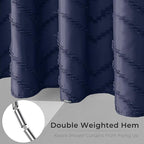 84 Inches Long Boho Tufted Chevron Striped Fabric Shower Curtain Navy Blue 72x84 Tall Minimalist Waterproof Cloth Shower Curtain, Wrinkle Free