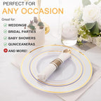 200Guests Pre Rolled Gold Plastic Silverware Sets - Heavy Duty Gold Cutlery - Include 200 Pack Wrapped Disposable Utensils with Napkins for Parties & Dinners & Weddings