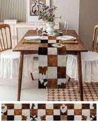Abstract Cowhides Cotton Linen Table Runner for Dining Kitchen, Wedding Outdoor Party Tablerunners Decoration, Brown Beige Animal Fur Texture Dresser Scarf Coffee Tablecloth Runners 13x120 Inches