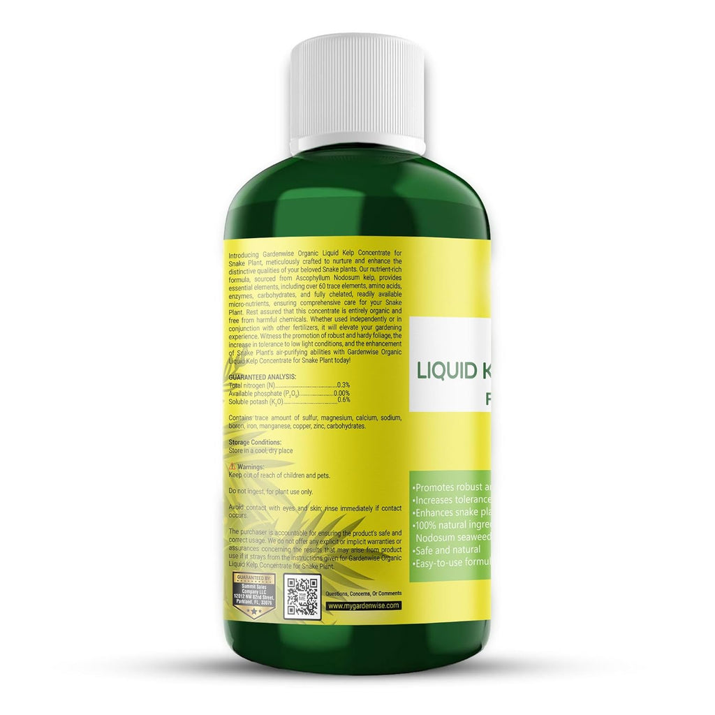 Organic Seaweed Kelp Liquid Fertilizer for Snake Plant (Sansevieria, Dracaena Trifasciata) - Food and Care for Live Plants (32 OZ)