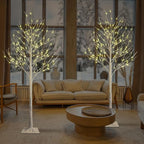 LIGHTSHARE 8 Feet 132L LED Birch Tree Lights, Pack of 2, Warm White, for Holiday Party and Christmas Decoration, Indoor and Outdoor Use