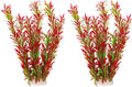 DSkoiph 2 pcs Aquarium Decor Plastic Plants Extra Large 21 Inches Artificial Fish Tank Plants Tall Fish Tank Decorations Artificial Green Water Plants (Wine)