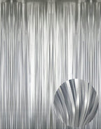 GOER 3.2 ft x 8.2 ft Metallic Tinsel Foil Fringe Curtains Party Photo Backdrop Party Streamers for Birthday,Graduation,New Year Eve Decorations Wedding Decor (3 Pcs,Matte Silver,Thick Material)