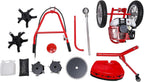 Walk Behind String Trimmer, 1.8KW Hand-Pull 2 Stroke Air-Cooled Single-Cylinder Lawn Mower Gas Powered 49CC 57.1X17.2X27.6 Inch Walk Behind Weed Trimmer for Lawn Garden