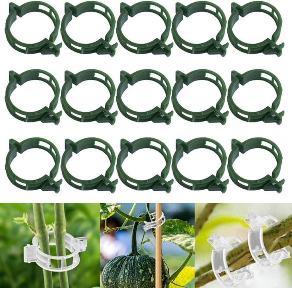 50 PCS Secured Plastic Plant Clip, Plant Support Clips, Garden Clips for Climbing Plants, Plastic Trellis Clips Plant Support Clips Tomato Grape Vine Vegetables Plant Fixing Clips (50, Green)