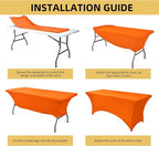 2-Pack 8ft Spandex Table Covers for Rectangle Folding Tables - Washable Elastic Tablecloth - Ultimate Fitted Table Protector for Birthday Parties, Trade Shows, Banquet