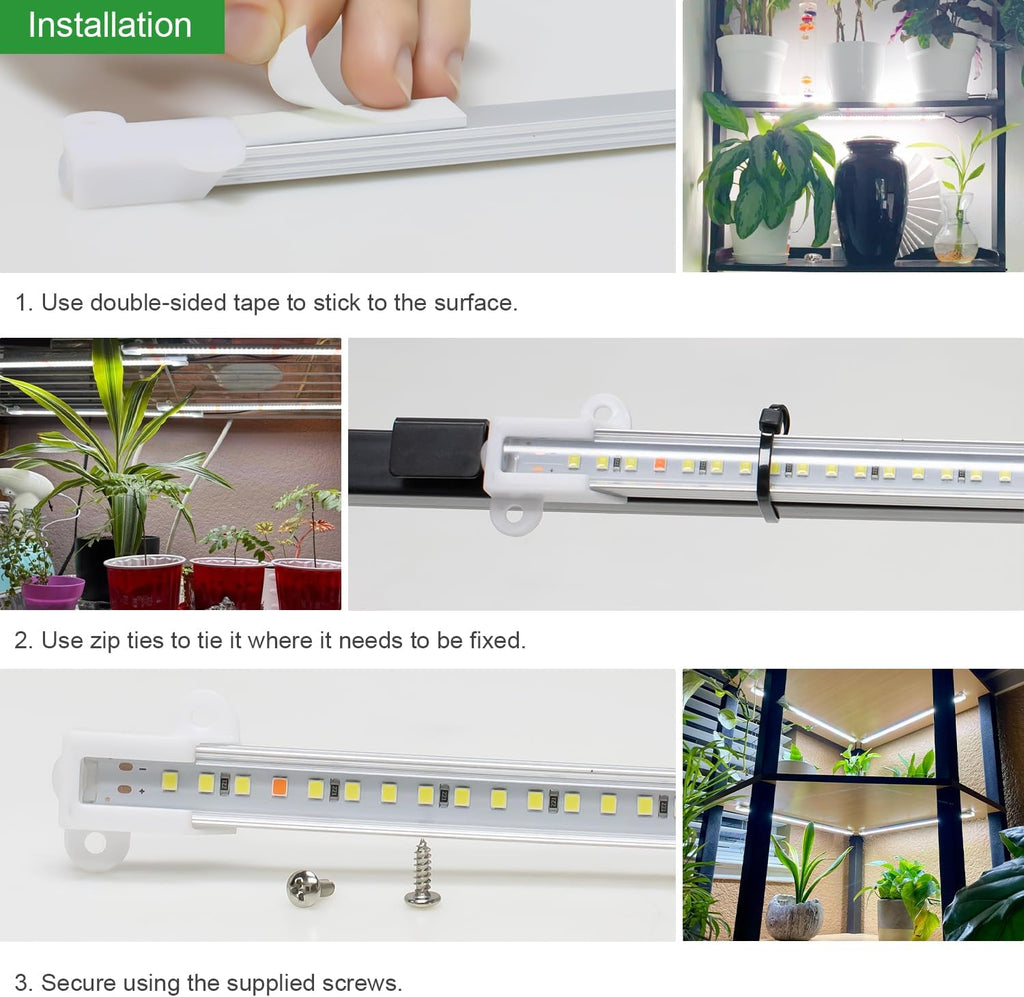Wiaxulay LED Plant Grow Light Strips, 6000K White Grow Lights for Indoor Plants Full Spectrum, 3 Bars/16 in Grow Lamp with 6/12/16 Hrs Timer, 5 Brightness for Green House, Hydroponics, Seed Starting