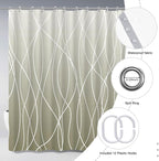 Punkray Striped Ombre Dark Green Polyester Shower Curtain for Bathroom with Hooks, Shower Curtains for Bathroom, Waterproof Bath Accessories Hotel Style - Machine Washable 72 x 72