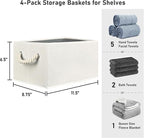 Closet Storage Bins, Linen Closet Organizers and Storage Basket for Shelves, Collapsible Shelf Baskets for Organizing Shelves, Bedroom Clothes Basket, Beige, 3 Pack