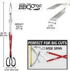 BBQ Croc 3 in 1 Barbecue Tool 26-inch - Extra Light and Super Long Heavy Duty Tongs, Spatula and Grill Scraper (Red) - Longest BBQ Tool Ever!
