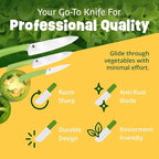 Ceramic Knife Set with Ergonomic Handle, Non-Reactive and Professional Chopping Knife Featuring Sharp, Santoku Blades for Cutting Vegetables & Fruits, Ceramic Kitchen Knives Set of 3 - 6”, 4”, 8”