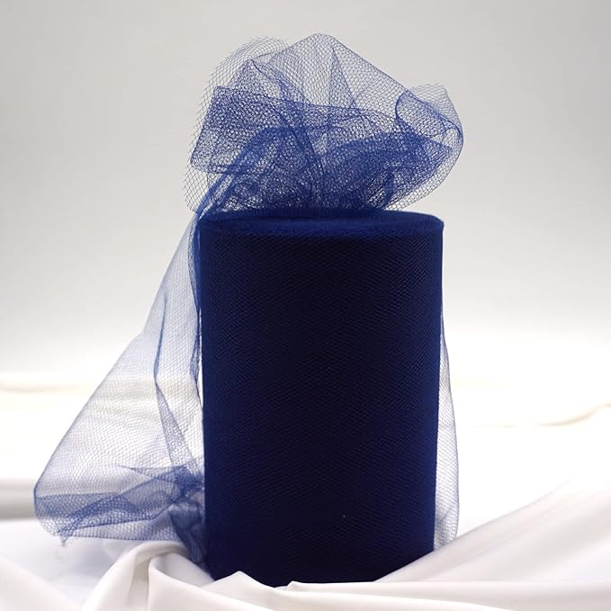 Navy Blue Tulle Fabric Roll 6 Inch X 300 FT (100 Yards) Matte Tulle Ribbon Netting Mesh Spool for DIY Tutu Skirt Wedding Bow Gift Wrapping Baby Shower Christmas Party Halloween Decorations