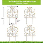 Sungmor Decorative Cast Iron Garden Edging, 4 Pack Rustic White Victorian Garden Edging Landscape Border, Vintage Metal Yard Stake Low Picket Fence, 11.8" Tall Outdoor Flower Bed Lawn Fence Panels