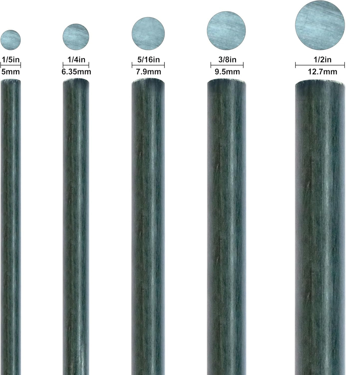 4ft Garden Stakes for Plants Vegetable Fence Post, 1/4" Dia x 48", Fiberglass Stakes Tree/Cucumber/Bean Pole Stak Rust-Free, Pack of 40