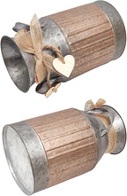 Shabby Chic Classy Designed Brown Milk Can Heart-Shaped Galvanized Finish Metal Vase Country Rustic Primitive Decorative Flower Holder, 8.8" H