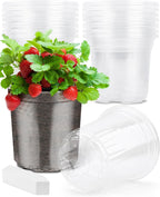 PACETAP 30Pack 5 Inch Reinforced Clear Nursery Pots with Drainage Holes, Variety Pack Plastic Plant Pots with 20 Plant Labels for Indoor Outdoor Flower Seed Starter