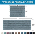 H.VERSAILTEX 2 Piece Bathroom Set - Absorbent Chenille Bath Mats & Non-Skid Machine Washable Rugs (Stone Blue, 47 x 17 Plus 17 x 24 - Inches)