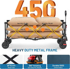 Timber Ridge 51.2" Extended Collapsible Wagon - Heavy-Duty Utility Cart with All-Terrain Wheels, Brakes & Cargo Net, 400L Capacity for Camping, Sports & Shopping, Blue