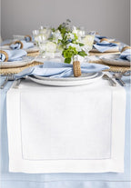 Solino Home Linen White Table Runner 144 Inches Long - 100% Pure Linen Extra Long Table Runner 14 x 144 Inch for Fall, Autumn, Halloween, Thanksgiving, Christmas, Holiday - Classic Hemstitch