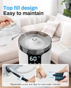 Humidifier Large Room, 4.2 Gal/16L Large Humidifier for 1500 sq.ft, 360° Nozzles Cool Mist Ultrasonic, Top Fill Tower Humidifiers for Bedroom Office Plant wholehouse with Extension Tube, Night Light
