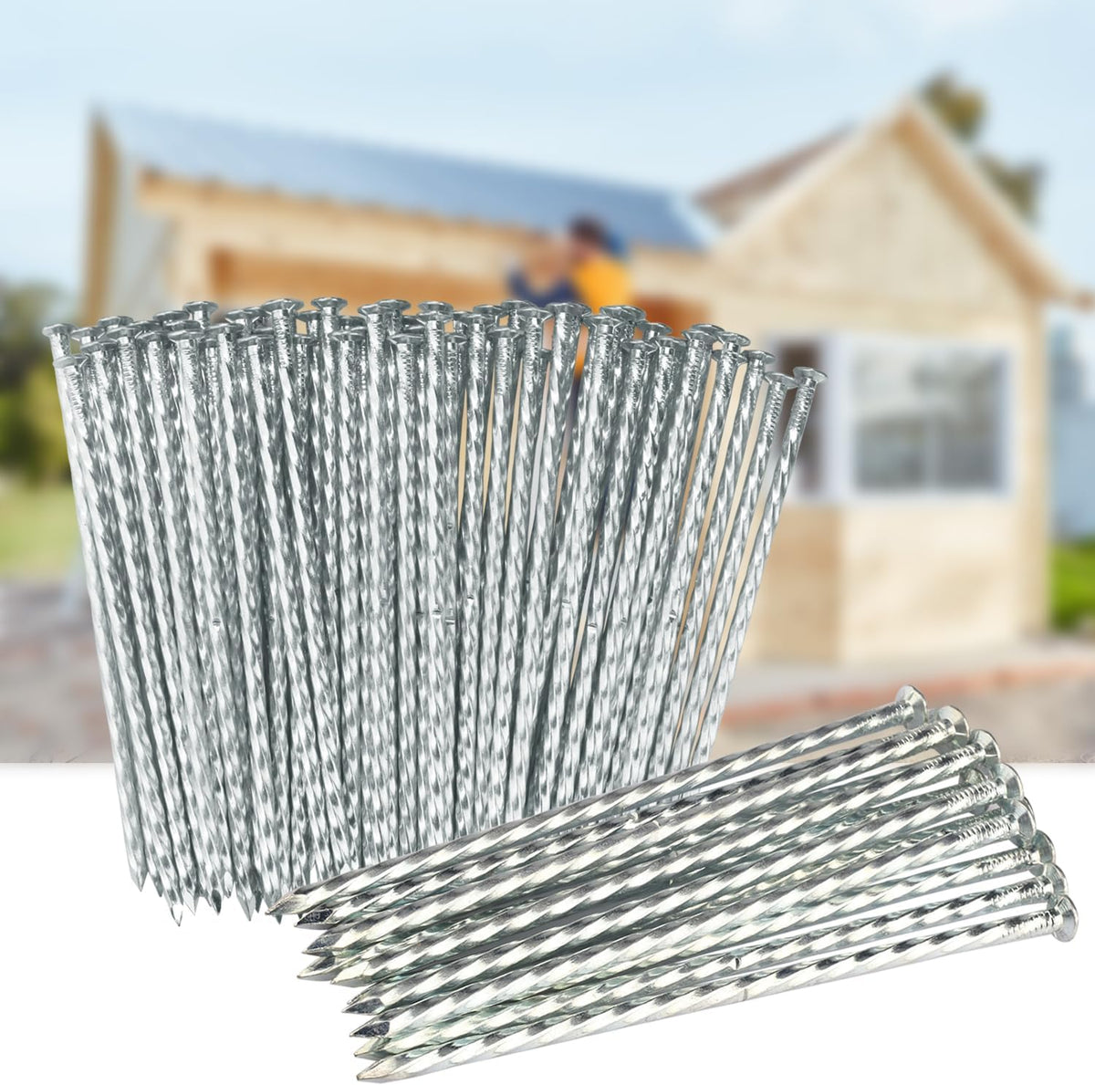 60 PCS 8 Inch Spiral Metal Galvanized Landscape Spikes, Galvanized Non-Rust Metal Garden Stakes, Garden Nails for Artificial Turf, Weed Barrier, Tent, Carpentry and More, by GENHAKON.