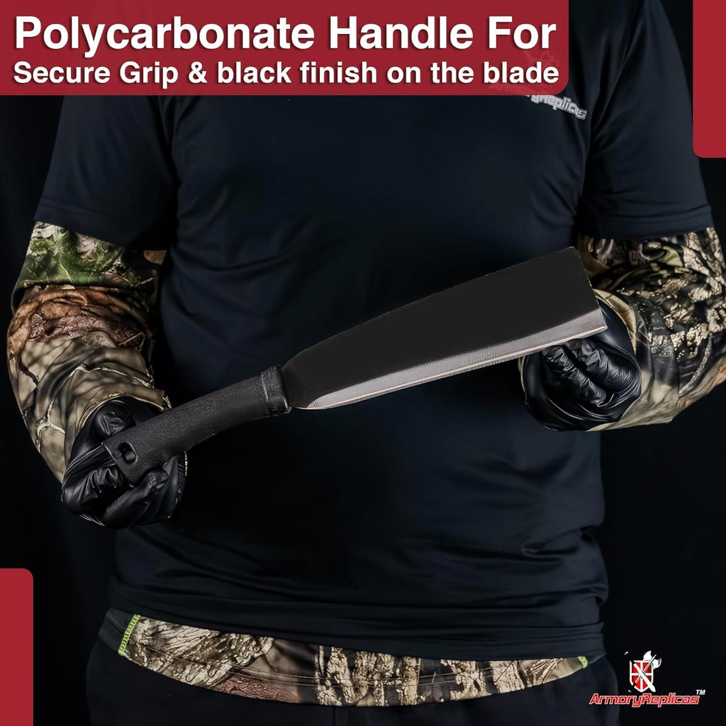 Armory Replicas - Wrong Turn Heavy Duty Compact Outdoor Cane Machete - 9" Razor Sharp Carbon Steel Blade, Durable Polycarbonate Handle