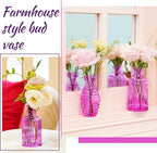 24PCS Bud Vases for Decor Cool Hot Pink Small Glass Flower Vase in Bulk Wedding Centerpieces Bridal Shower Decorations for Women